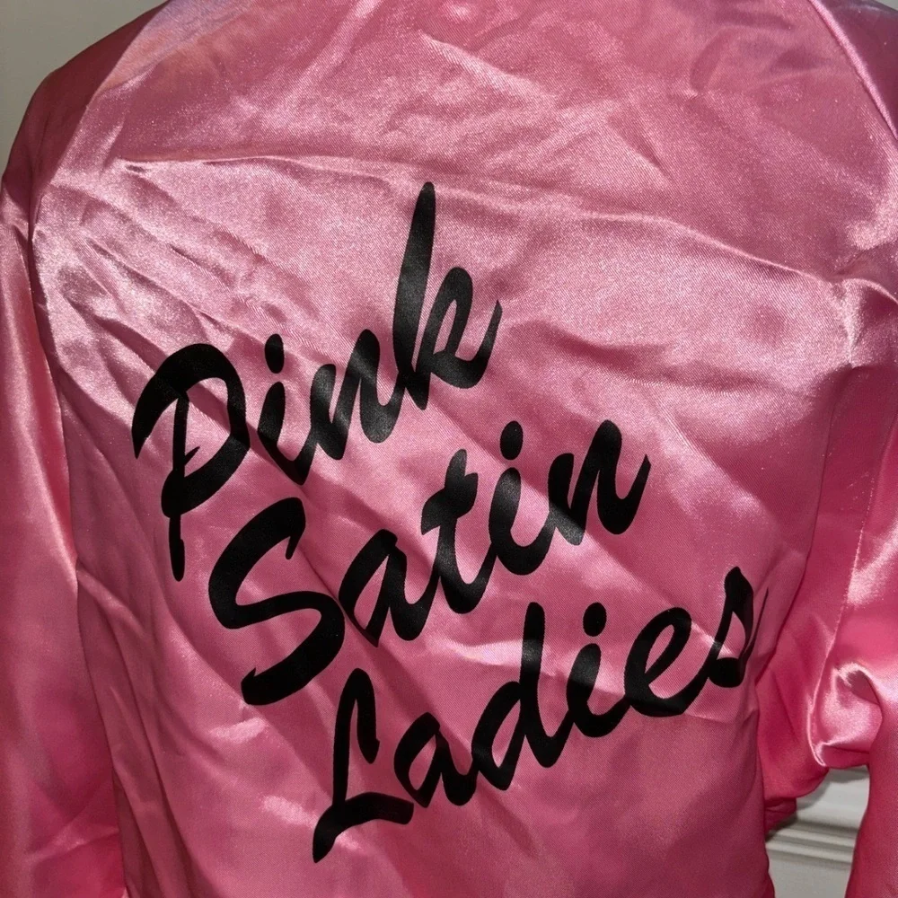 Pink Satin Ladies Jacket, sz L - Picture 3 of 5